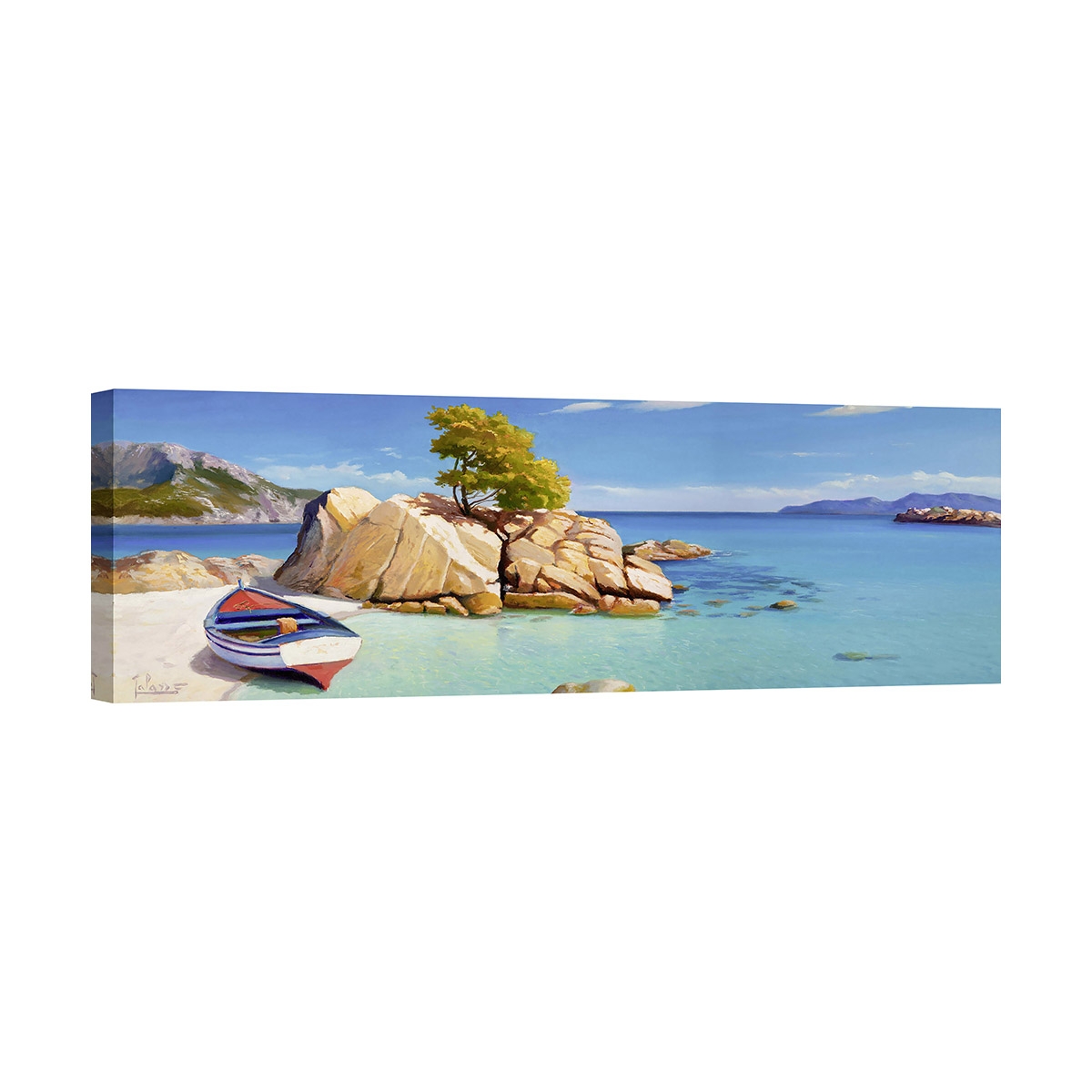 Quadro em tela com paisagem marinha Cala Smeraldo Adriano Galasso