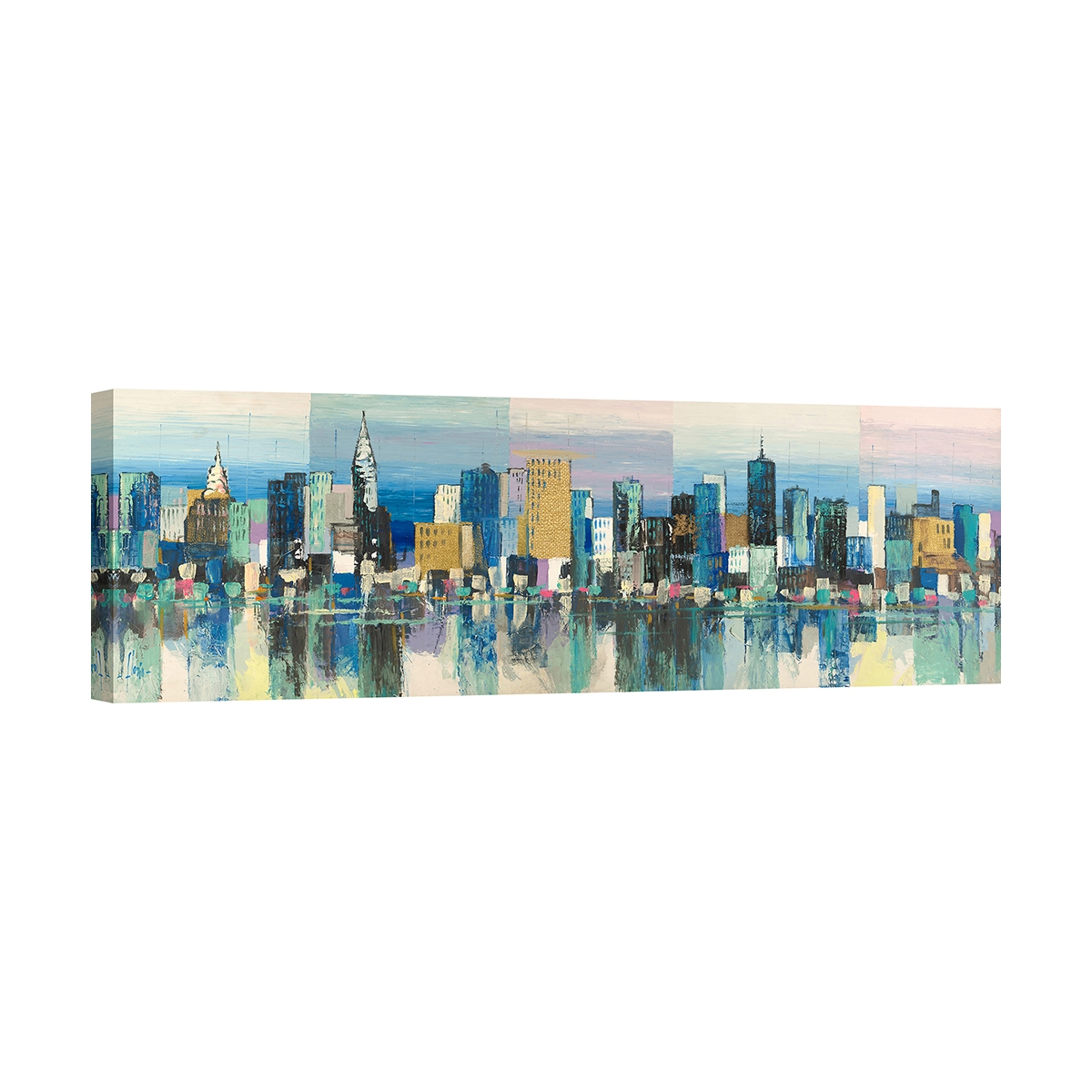 Quadro moderno em tela paisagem urbana Manhattan Aqua Luigi Florio