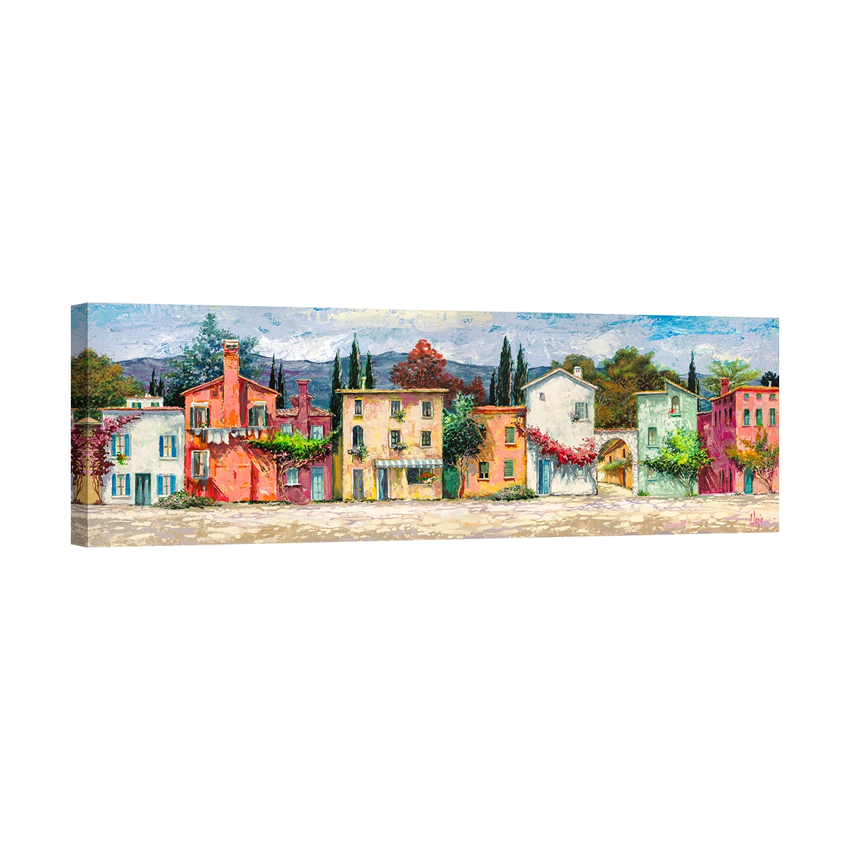 Tela decorativa paisagem colorida País italiano Luigi Florio