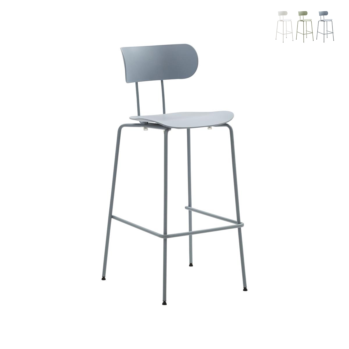 Conjunto de 2 bancos em metal e polipropileno de design moderno Jovai