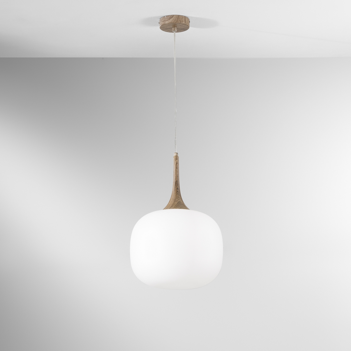 Candeeiro de suspensão moderno com luz em vidro branco opala Jaipur Promoção