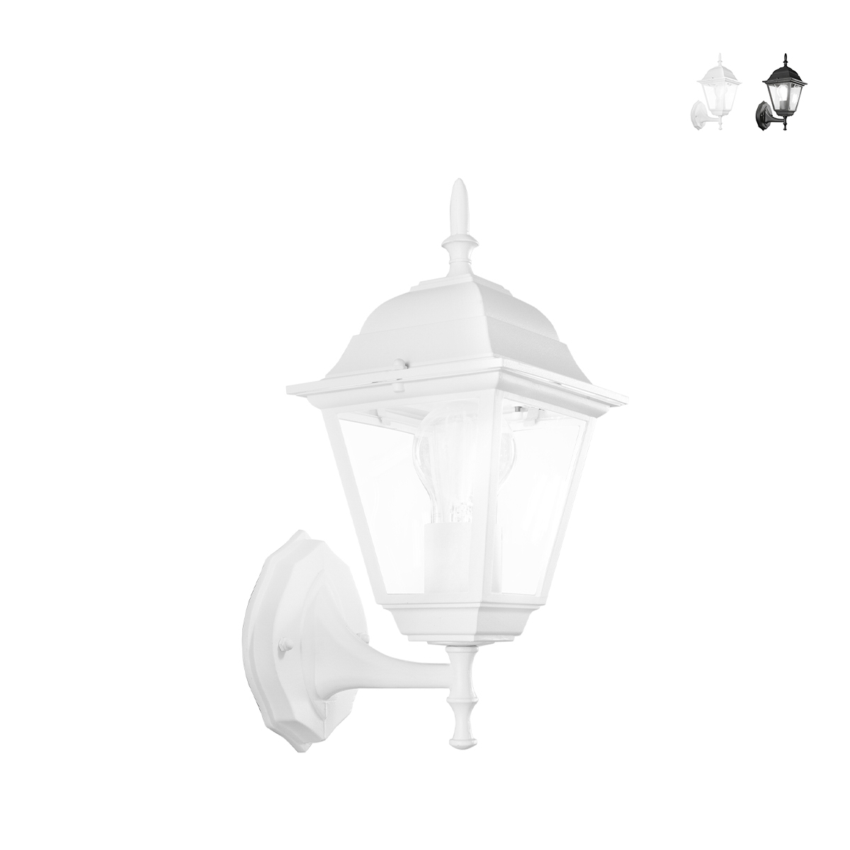 Aplique exterior lanterna estilo clássico alumínio vidro Roma Uplight