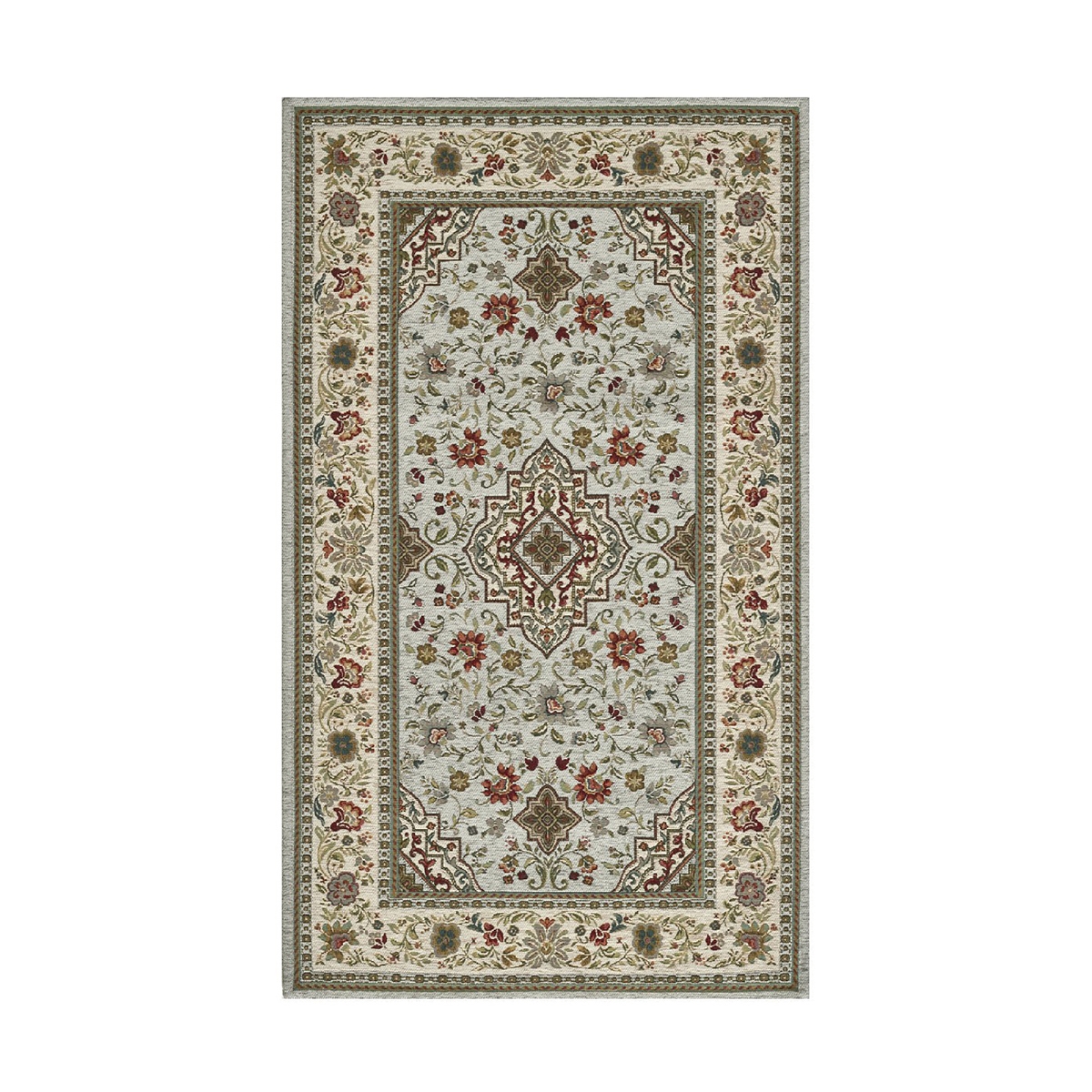 Tapete de sala de estar oriental persa cinzento Tabriz