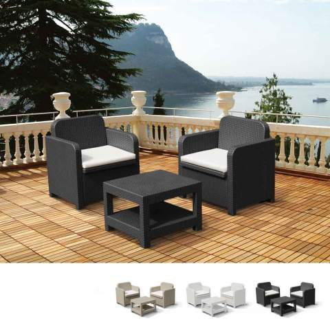 Lounge para jardim poltronas rattan 2 lugares Grand Soleil Giglio