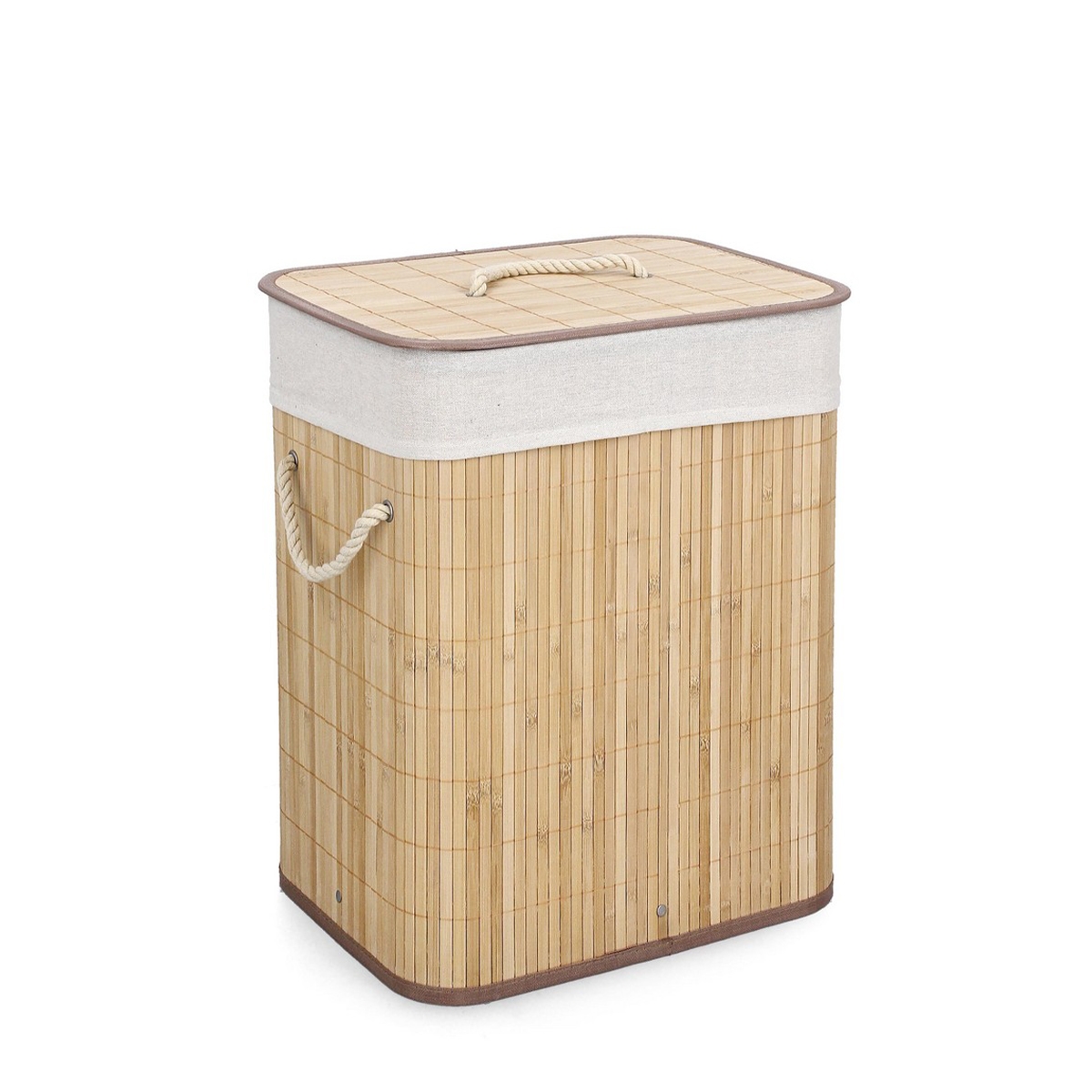 Cesto para roupa suja retangular de bambu com forro 40x30x50 Ananda