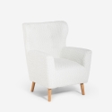 Cadeira bergère moderna de sala de estar em tecido bouclé branco Kamo Promoção