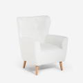 Cadeira bergère moderna de sala de estar em tecido bouclé branco Kamo Promoção