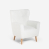 Cadeira bergère moderna de sala de estar em tecido bouclé branco Kamo Promoção