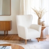 Cadeira bergère moderna de sala de estar em tecido bouclé branco Kamo Venda