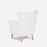 Cadeira bergère moderna de sala de estar em tecido bouclé branco Kamo Oferta
