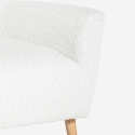 Cadeira bergère moderna de sala de estar em tecido bouclé branco Kamo Saldos
