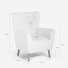 Cadeira bergère moderna de sala de estar em tecido bouclé branco Kamo Descontos