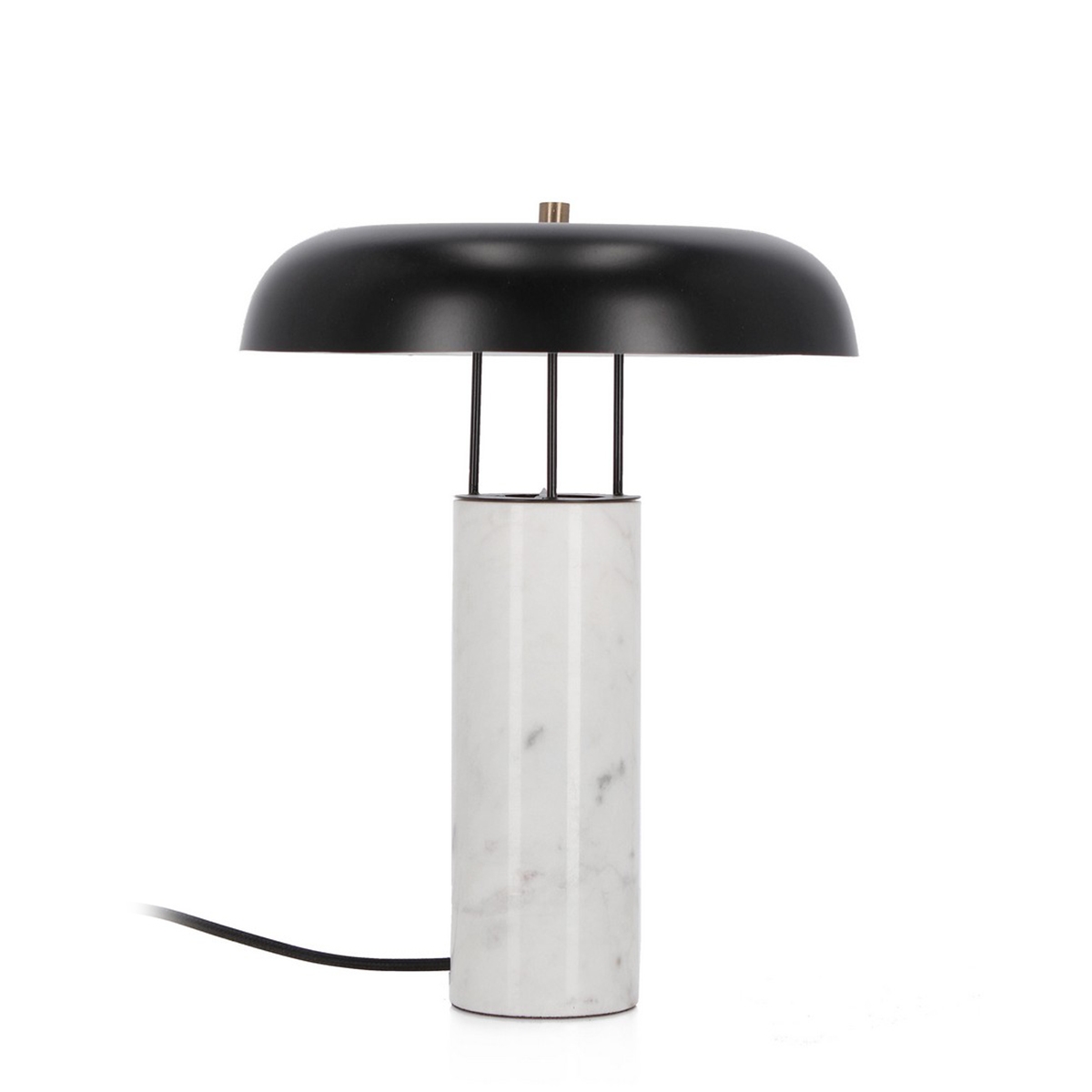 Candeeiro de mesa moderno com base em mármore branco e abajur de metal Kaithal