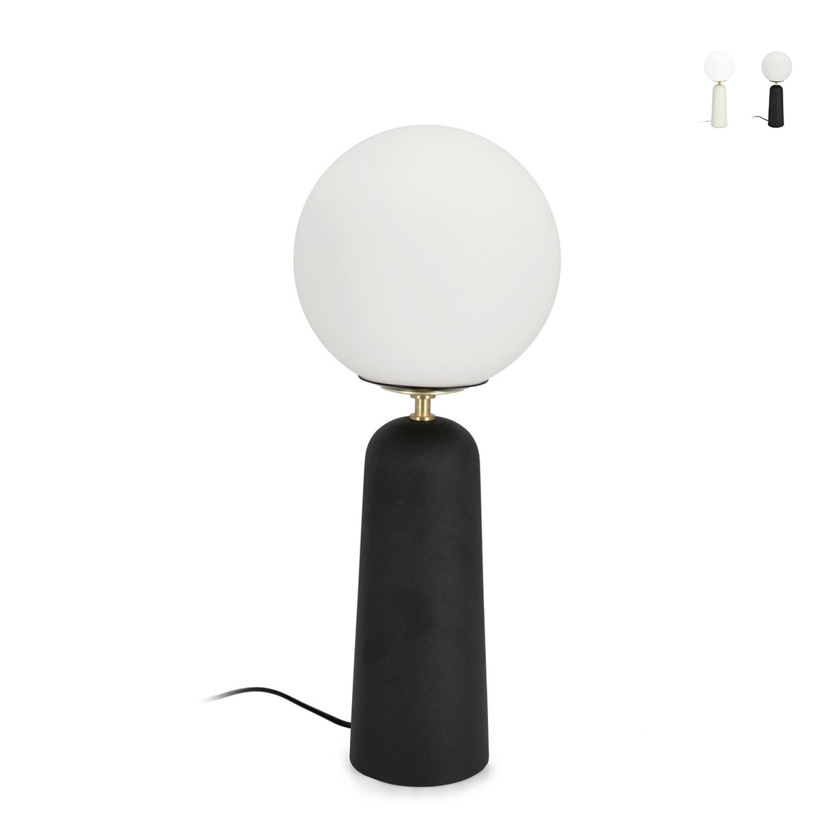 Lâmpada de mesa design moderno abajur redondo em vidro opaco Delphine Estoque Lâmpada de mesa design moderno abajur redondo em vidro opaco Delphine Estoque