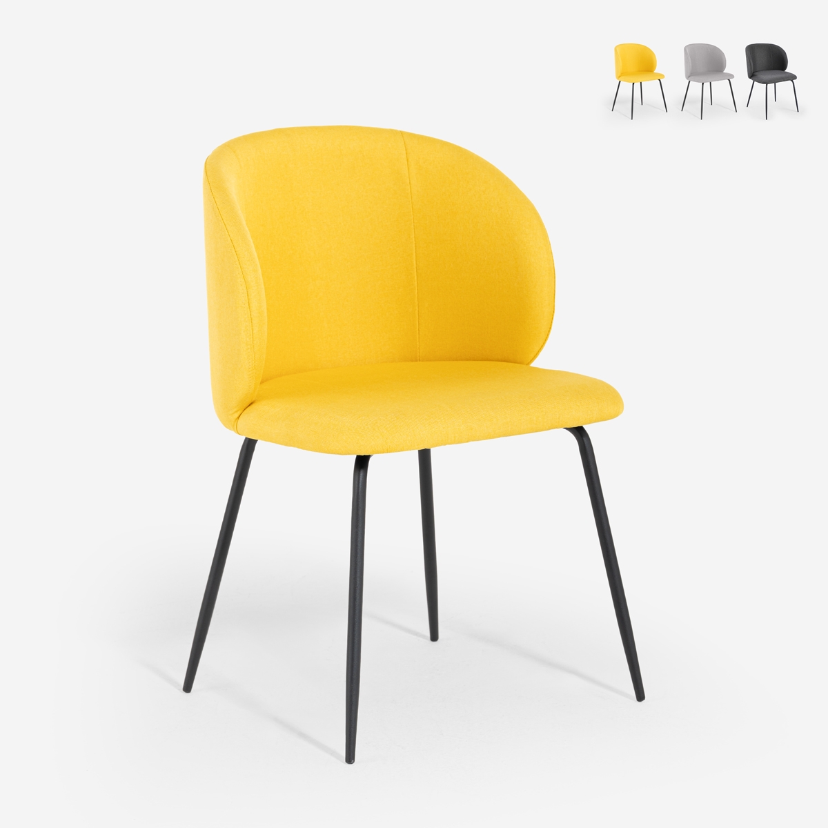 Cadeira elegante estofada em tecido para cozinha e sala de jantar Kasva