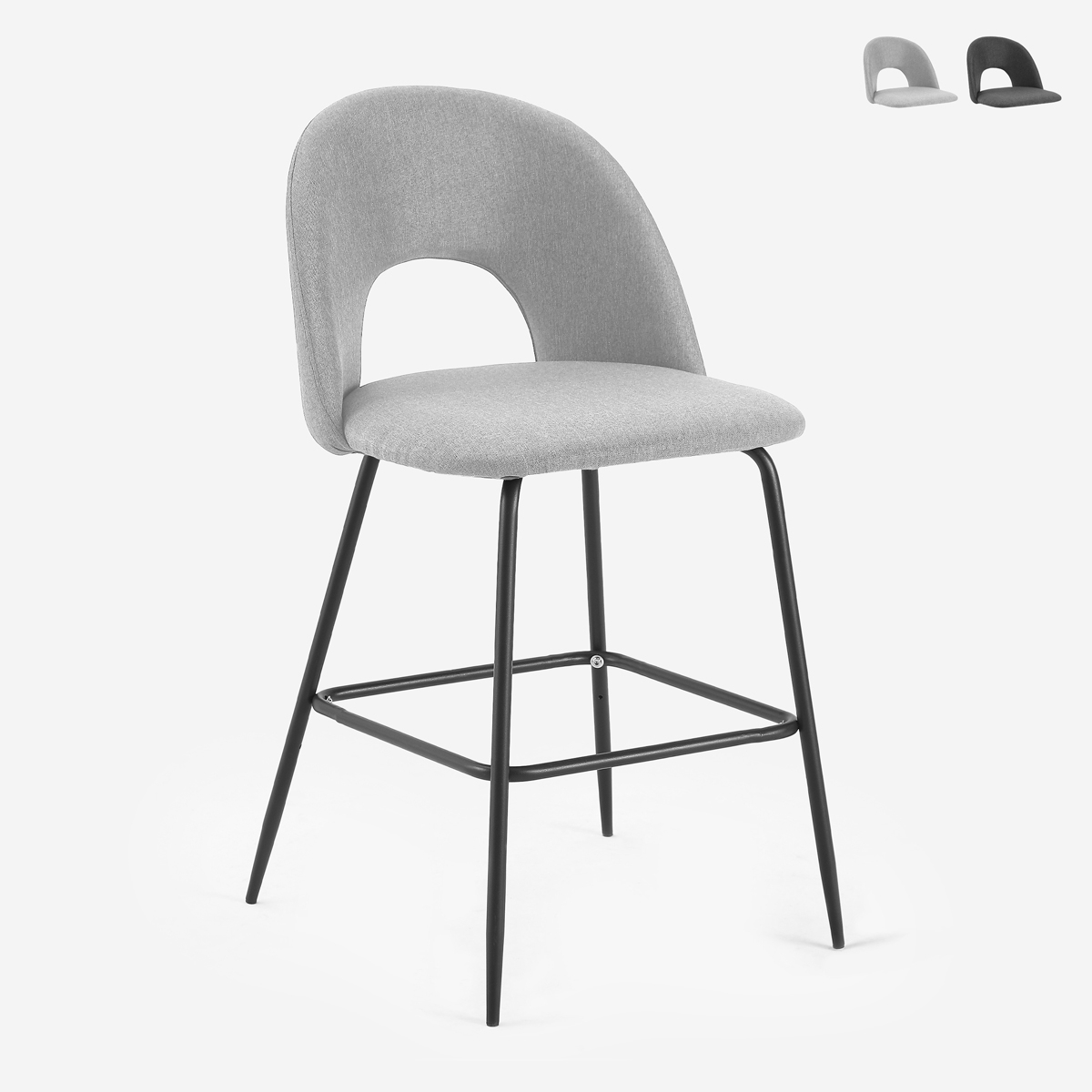 Banco alto moderno com encosto para bar e cozinha em tecido Tiren Promoção Banco alto moderno com encosto para bar e cozinha em tecido Tiren Promoção