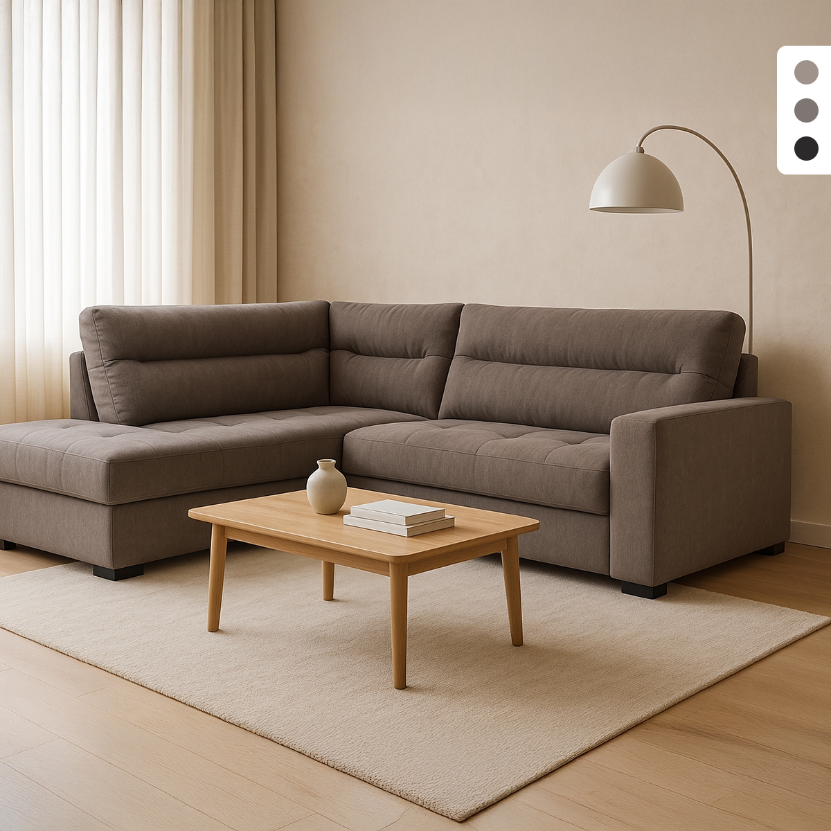 Sofá-cama de 3 lugares em tecido com chaise longue esquerda com arrumação Tivra Estoque Sofá-cama de 3 lugares em tecido com chaise longue esquerda com arrumação Tivra Estoque