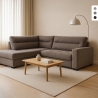 Sofá-cama de 3 lugares em tecido com chaise longue esquerda com arrumação Tivra Estoque