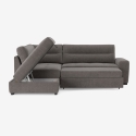 Sofá-cama de 3 lugares em tecido com chaise longue esquerda com arrumação Tivra Escolha