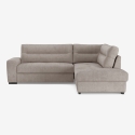 Sofá-cama 3 lugares com chaise longue direita com arrumação em tecido Kosta Saldos