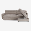 Sofá-cama 3 lugares com chaise longue direita com arrumação em tecido Kosta Oferta