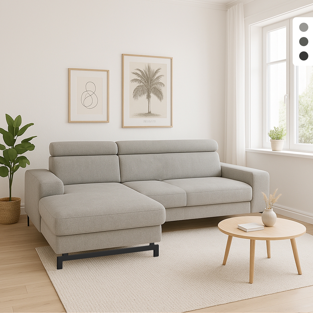 Sofá-cama extraível 3 lugares com chaise-longue com arrumação à esquerda Vika