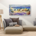 Quadro em tela com paisagem marítima Costa mediterrânea Luigi Florio Saldos