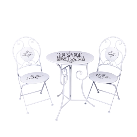 Conjunto mesa branca 2 cadeiras de exterior dobráveis Le Regole della Colazione Promoção