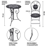 Conjunto mesa com 2 cadeiras dobráveis para exterior em ferro preto Pausa Perfetta Modelo