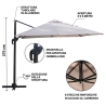 Guarda-sol de jardim 3x3 em alumínio com mastro lateral giratório Deluxe Catálogo