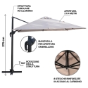 Guarda-sol de jardim 3x4 com braço lateral giratório Deluxe Catálogo