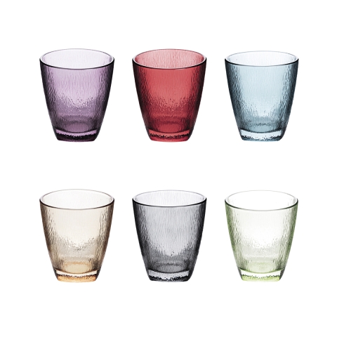 Conjunto de 6 copos de água 330 ml em vidro multicolorido Color Promoção