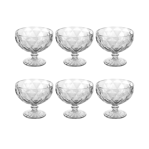 Conjunto de 6 Taças de Gelado 400ml em Vidro Transparente Elizabeth Promoção