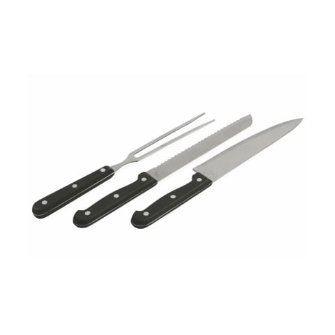 Conjunto 3 utensílios para churrasco 2 facas garfo aço inoxidável Grivka Promoção