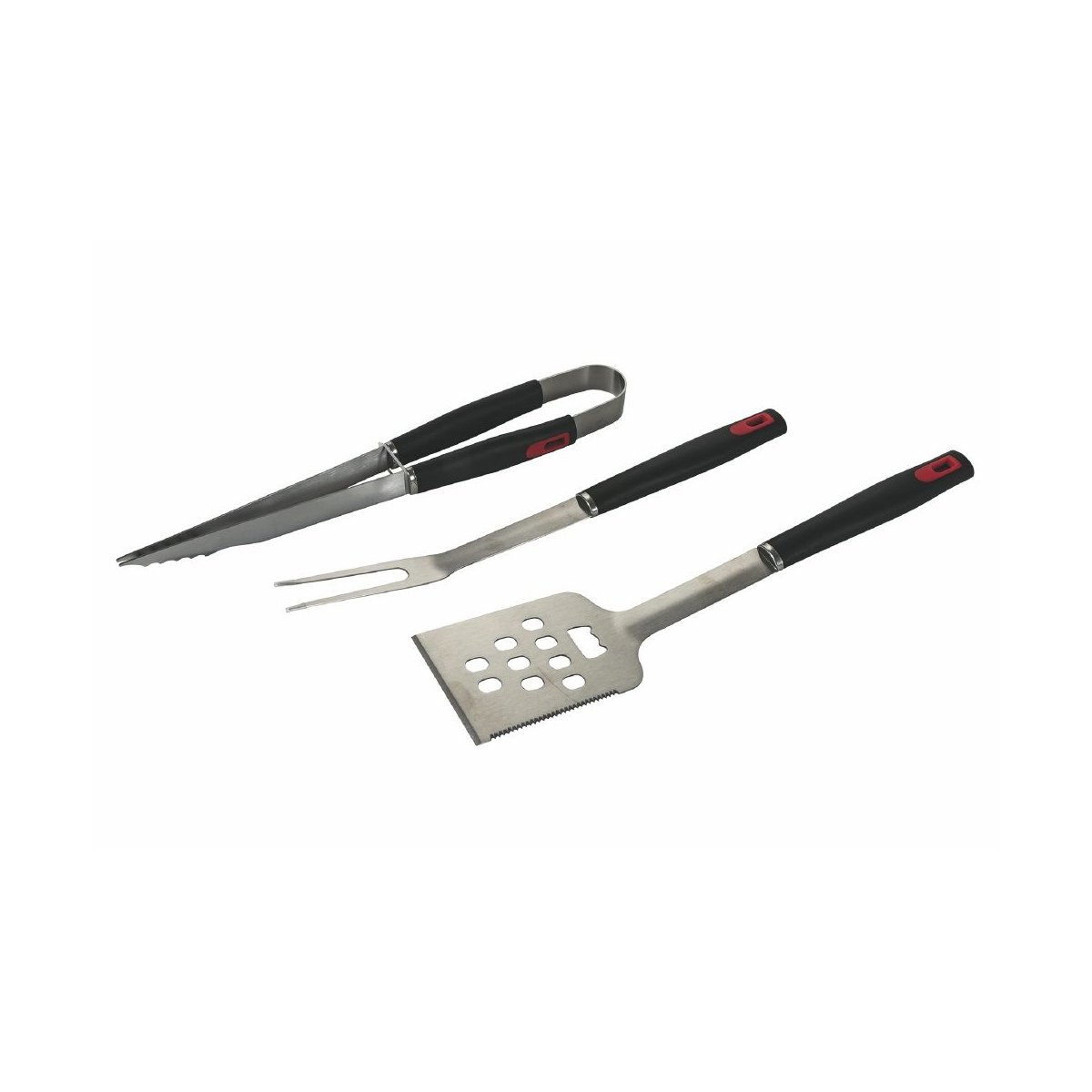 Conjunto de 3 utensílios para churrasco em aço inox Zirka Promoção Conjunto de 3 utensílios para churrasco em aço inox Zirka Promoção