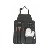 Conjunto de 6 utensílios para churrasco em aço inoxidável com luva e avental Lomar Promoção