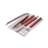 Conjunto de 4 utensílios para churrasco em aço inoxidável e tábua de madeira Pyros Promoção