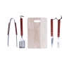 Conjunto de 4 utensílios para churrasco em aço inoxidável e tábua de madeira Pyros Venda
