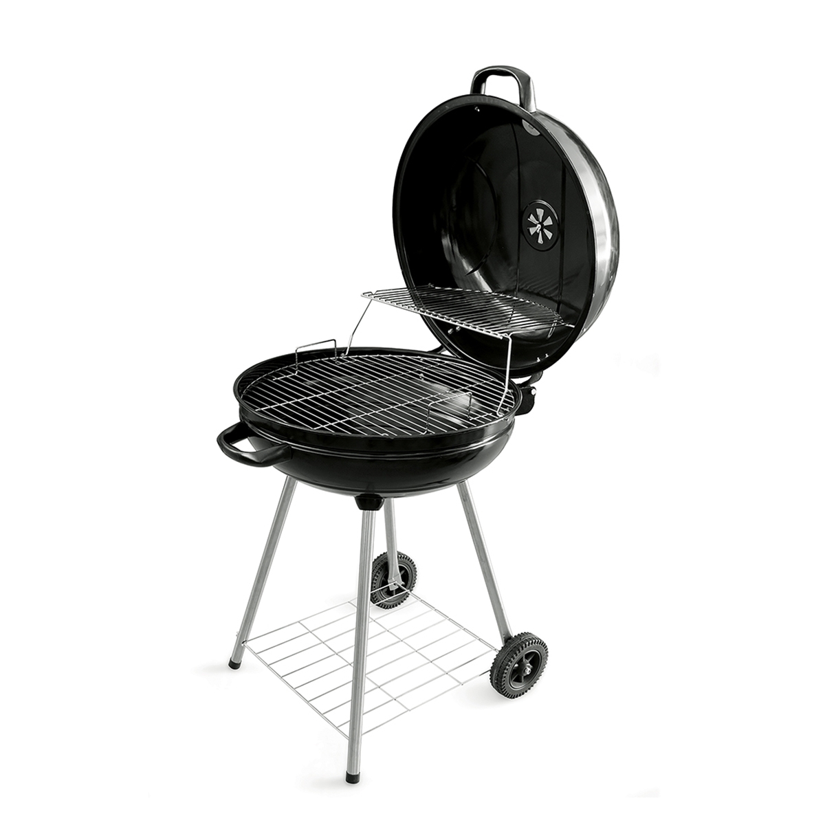 Barbecue a carvão redondo Ø57x90cm com rodas e tampa Seara Promoção Barbecue a carvão redondo Ø57x90cm com rodas e tampa Seara Promoção