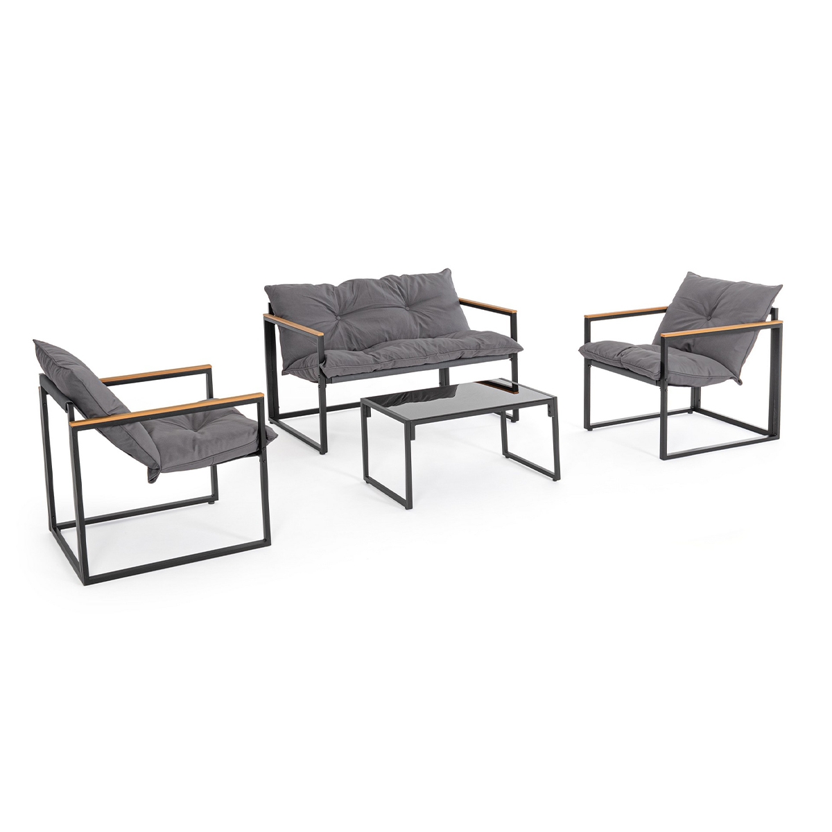 Conjunto de jardim exterior 2 poltronas, sofá e mesa Bizzotto Ilda