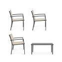 Conjunto de Jardim 2 Cadeiras Sofá Mesa de Centro Bege Bizzotto Florida Oferta