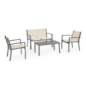 Conjunto de Jardim 2 Cadeiras Sofá Mesa de Centro Bege Bizzotto Florida Promoção