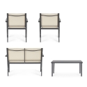 Conjunto de Jardim 2 Cadeiras Sofá Mesa de Centro Bege Bizzotto Florida Saldos