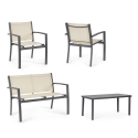 Conjunto de Jardim 2 Cadeiras Sofá Mesa de Centro Bege Bizzotto Florida Catálogo
