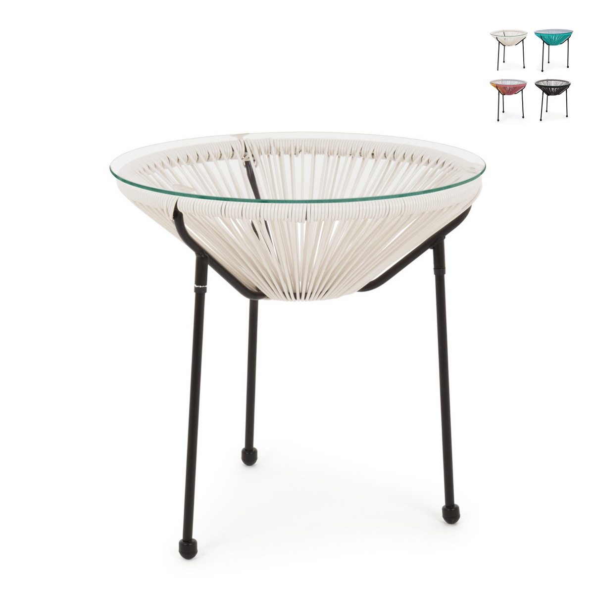 Mesa de exterior redonda Ø50cm com corda entrançada Bizzotto Parker Promoção