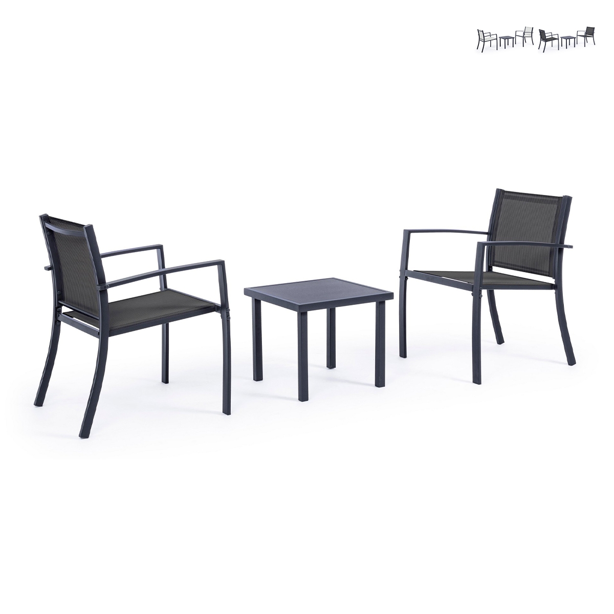 Conjunto de Jardim com 2 Cadeiras Modernas e Mesa 45x45cm Bizzotto Auri Promoção