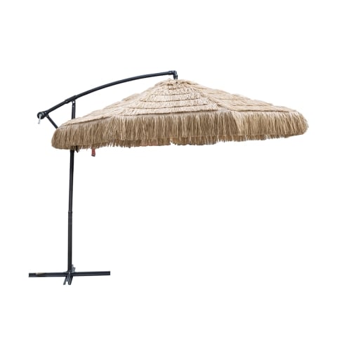 Guarda-sol de jardim 3m com braço lateral efeito ráfia Kiso Plus Promoção