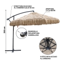 Guarda-sol de jardim 3m com braço lateral efeito ráfia Kiso Plus Escolha