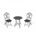 Conjunto Mesa com 2 Cadeiras Dobráveis para Exterior em Ferro Preto Provence Breakfast Promoção