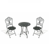 Conjunto Mesa com 2 Cadeiras Dobráveis para Exterior em Ferro Preto Provence Breakfast Promoção